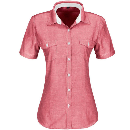 Ladies Short Sleeve Windsor Shirt - Red - Brand your company Logo! Get a quote - Promo Lingo