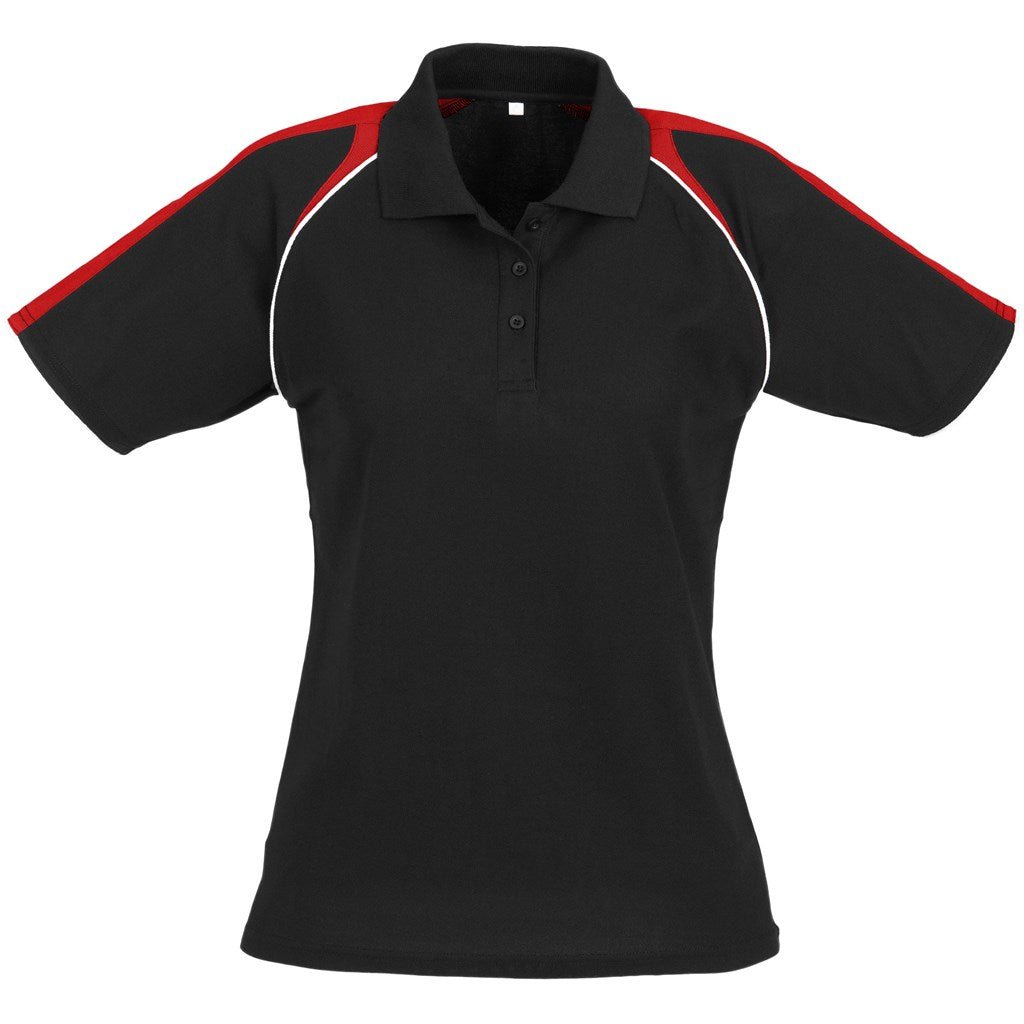 Ladies Triton Golf Shirt - Black Red - Brand your company Logo! Get a quote - Promo Lingo