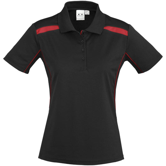 Ladies United Golf Shirt - Black Red - Brand your company Logo! Get a quote - Promo Lingo