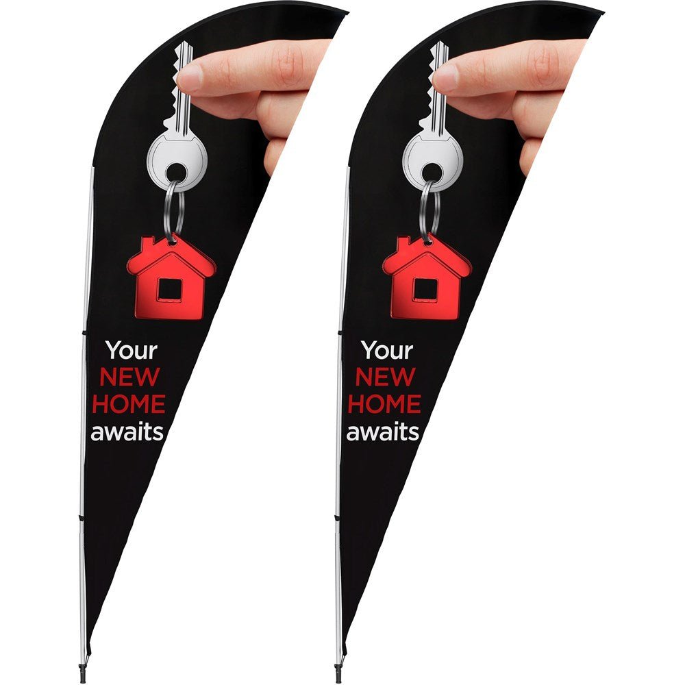 Legend 2m Sharkfin Flying Banner (Set of 2) - Brand your company Logo! Get a quote - Promo Lingo