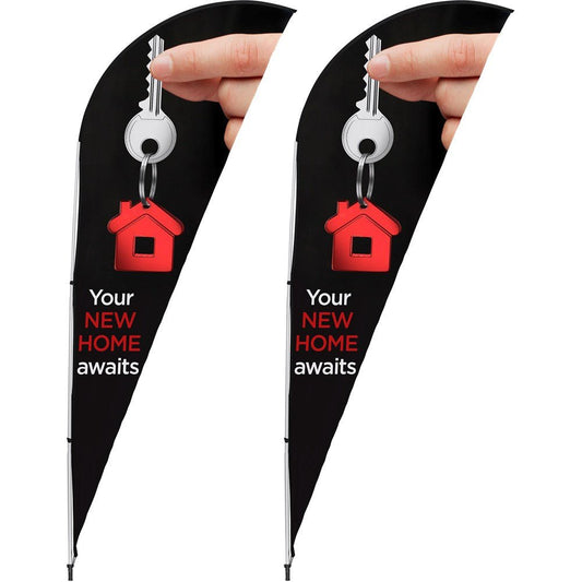 Legend 2m Sharkfin Flying Banner (Set of 2) - Brand your company Logo! Get a quote - Promo Lingo
