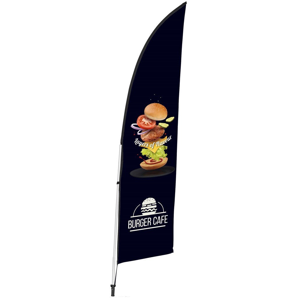 Legend 2M Sublimated Arcfin Double - Sided Flying Banner - 1 complete unit - Brand your company Logo! Get a quote - Promo Lingo