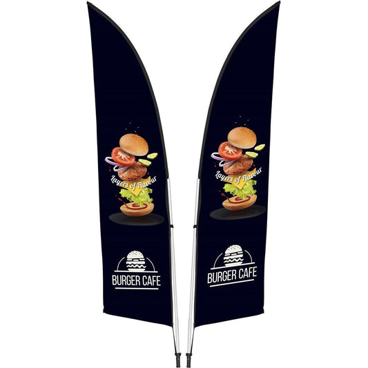 Legend 2M Sublimated Arcfin Double - Sided Flying Banner - 1 complete unit - Brand your company Logo! Get a quote - Promo Lingo