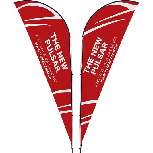 Legend 2M Sublimated Sharkfin Double - Sided Flying Banner - 1 complete unit - Brand your company Logo! Get a quote - Promo Lingo