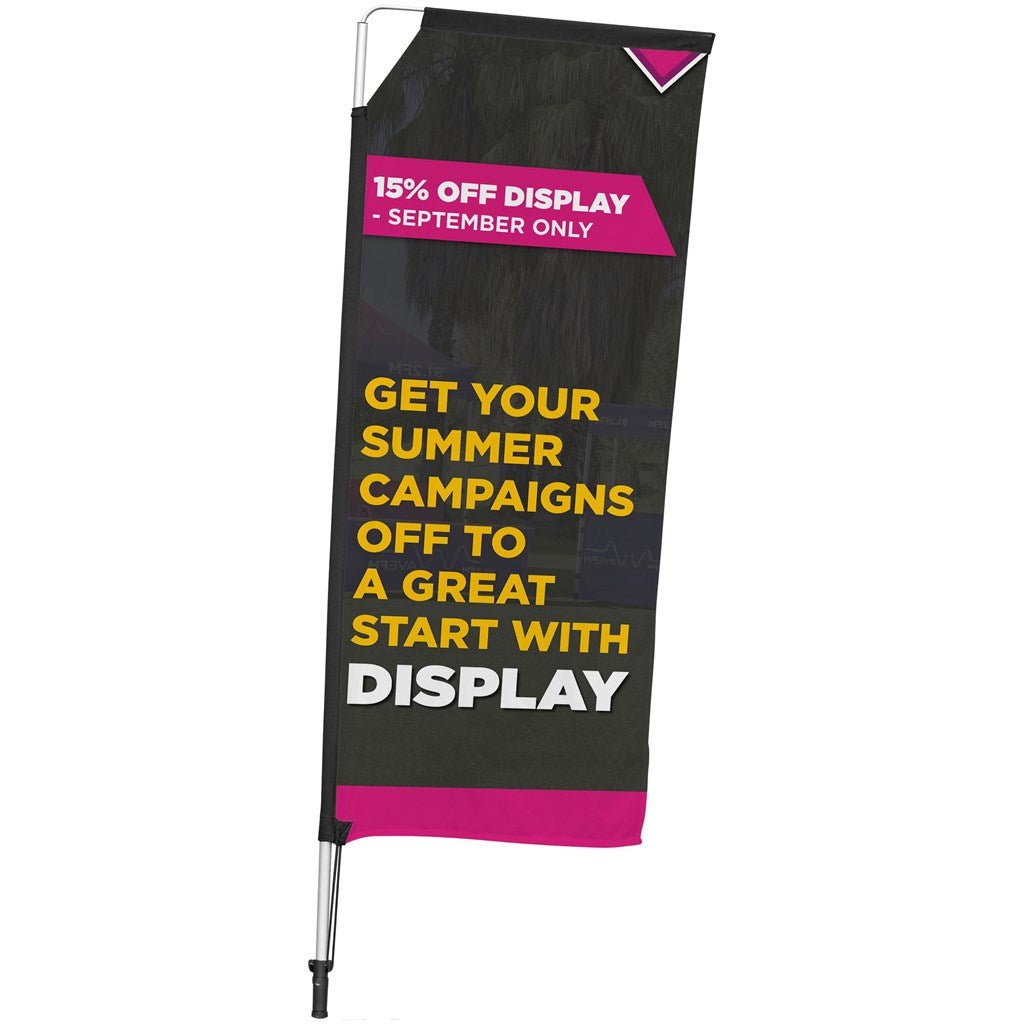 Legend 2M Sublimated Telescopic Double - Sided Flying Banner - 1 complete unit - Brand your company Logo! Get a quote - Promo Lingo