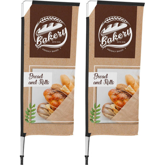 Legend 2m Telescopic Flying Banner (Set of 2) - Brand your company Logo! Get a quote - Promo Lingo