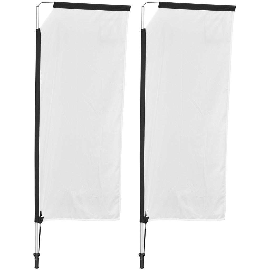Legend 2m Telescopic Flying Banner (Set of 2) - Brand your company Logo! Get a quote - Promo Lingo