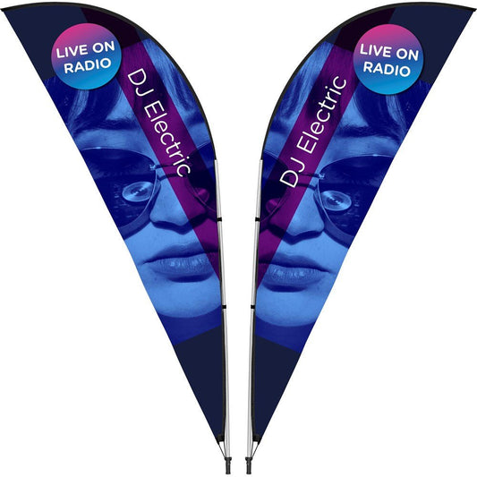 Legend 3M Sublimated Sharkfin Double - Sided Flying Banner - 1 complete unit - Brand your company Logo! Get a quote - Promo Lingo