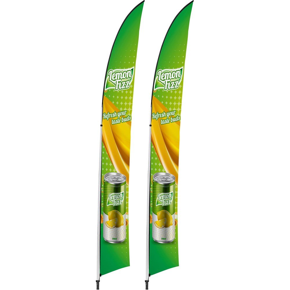 Legend 4m Arcfin Flying Banner (Set of 2) - Brand your company Logo! Get a quote - Promo Lingo