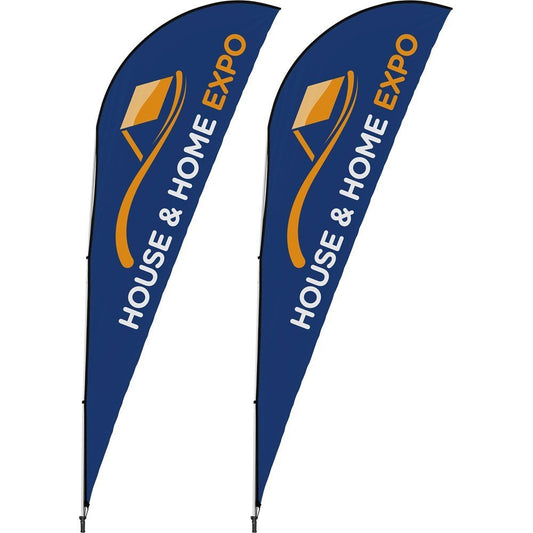 Legend 4m Sharkfin Flying Banner (Set of 2) - Brand your company Logo! Get a quote - Promo Lingo