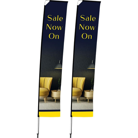 Legend 4m Telescopic Flying Banner (Set of 2) - Brand your company Logo! Get a quote - Promo Lingo
