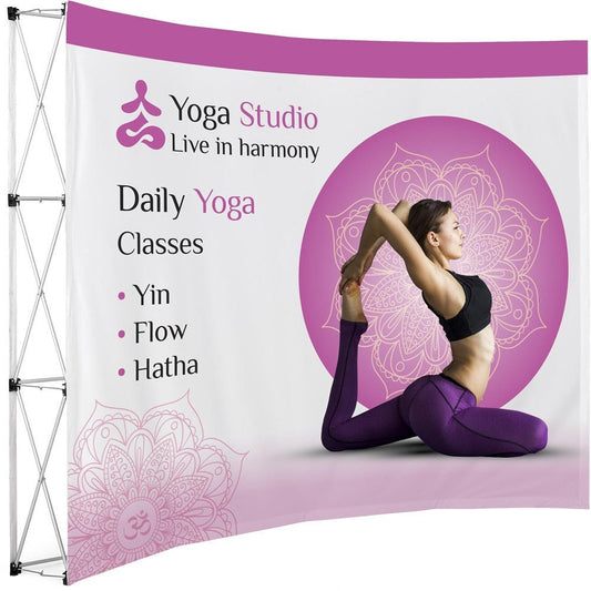 Legend Curved Banner Wall 2.85m x 2.25m - Brand your company Logo! Get a quote - Promo Lingo