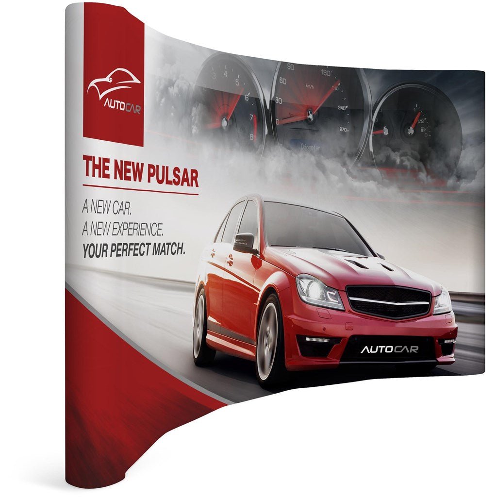 Legend Curved Banner Wall with Wings 3.5m x 2.25m - Brand your company Logo! Get a quote - Promo Lingo