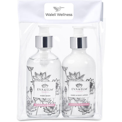 Luxurious Eva & Elm Hand Wash & Hand Lotion Set - Brand your company Logo! Get a quote - Promo Lingo