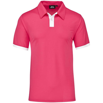 Mens Contest Golf Shirt - Pink for Stylish Comfort - Brand your company Logo! Get a quote - Promo Lingo