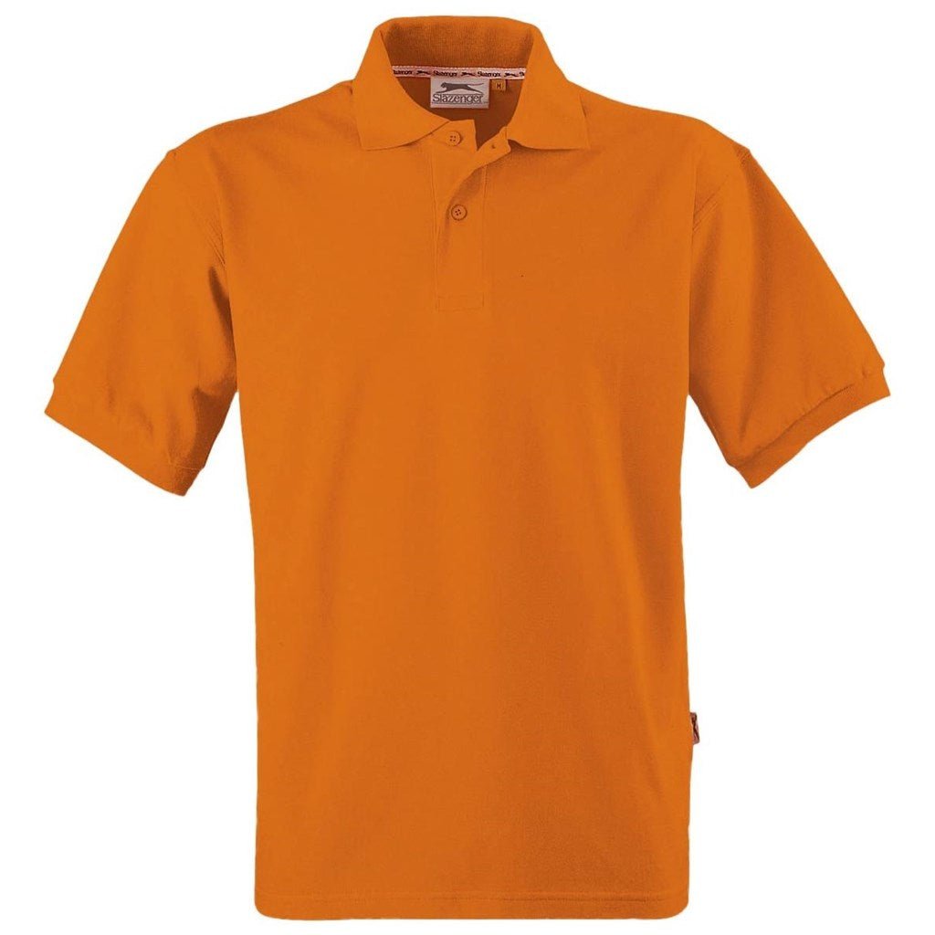 Mens Crest Golf Shirt - Orange - Brand your company Logo! Get a quote - Promo Lingo