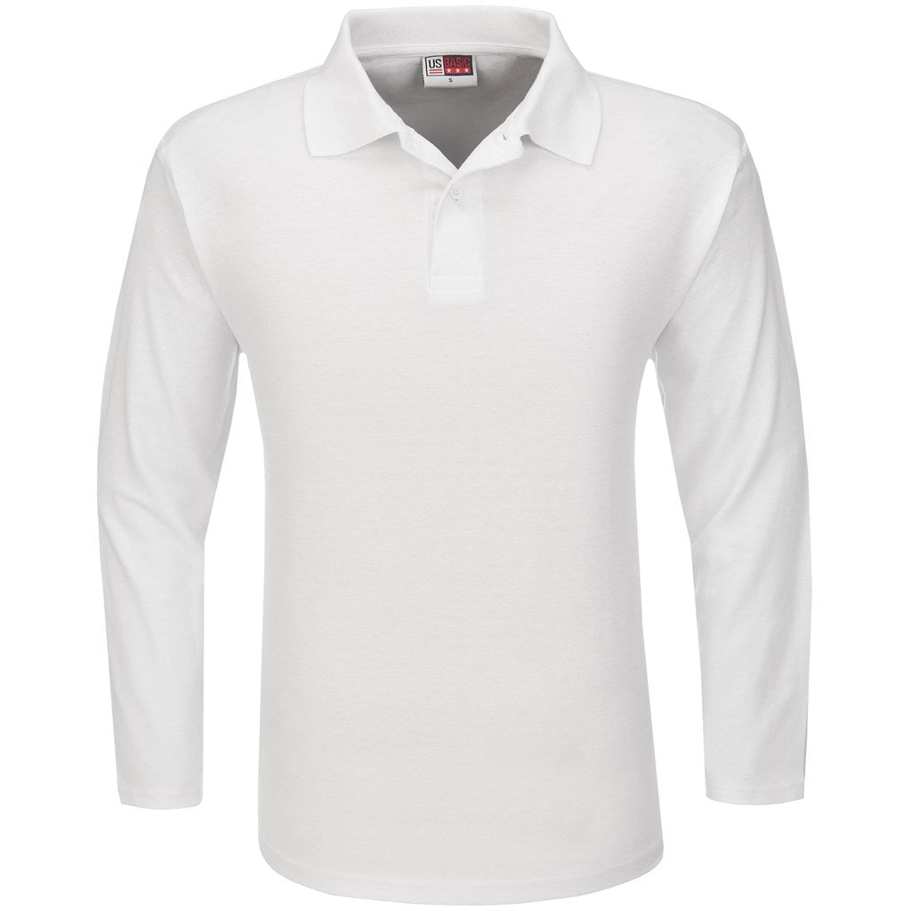 Mens Long Sleeve Boston Golf Shirt - White - Brand your company Logo! Get a quote - Promo Lingo
