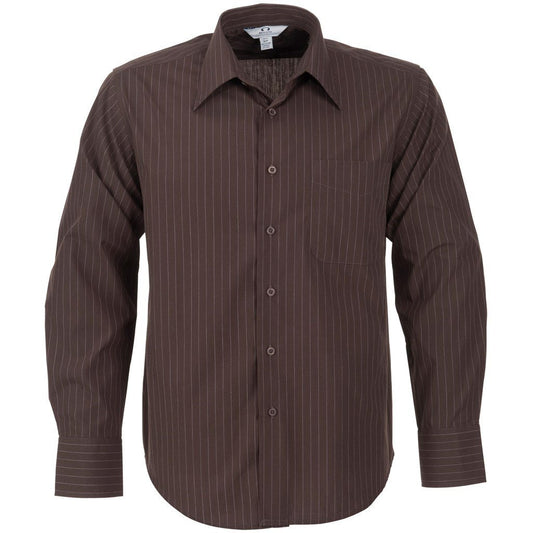 Mens Long Sleeve Manhattan Striped Shirt - Brown Old - Brand your company Logo! Get a quote - Promo Lingo