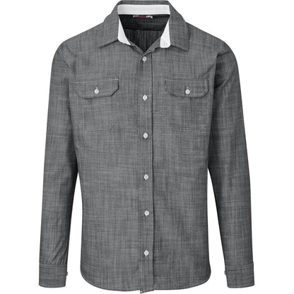 Mens Long Sleeve Windsor Shirt - Grey - Brand your company Logo! Get a quote - Promo Lingo