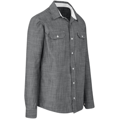 Mens Long Sleeve Windsor Shirt - Grey - Brand your company Logo! Get a quote - Promo Lingo