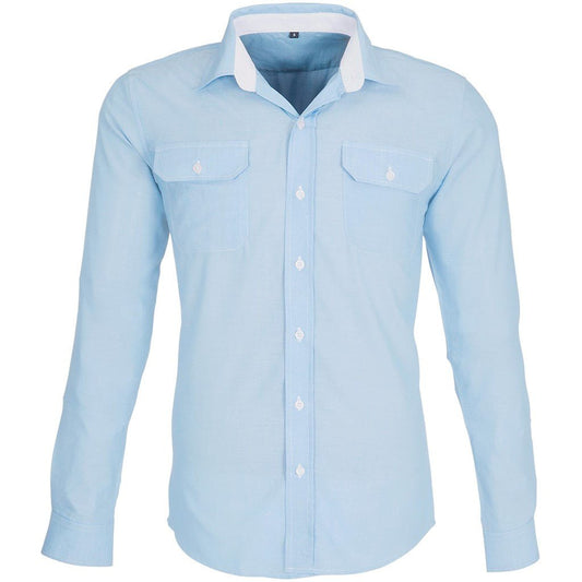 Mens Long Sleeve Windsor Shirt - Light Blue - Brand your company Logo! Get a quote - Promo Lingo