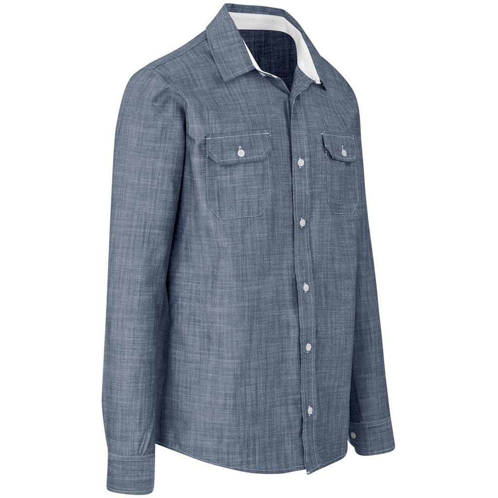 Mens Long Sleeve Windsor Shirt - Navy - Brand your company Logo! Get a quote - Promo Lingo