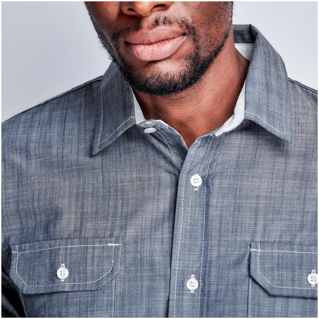 Mens Long Sleeve Windsor Shirt - Navy - Brand your company Logo! Get a quote - Promo Lingo