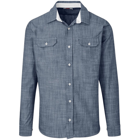 Mens Long Sleeve Windsor Shirt - Navy - Brand your company Logo! Get a quote - Promo Lingo
