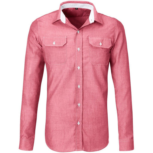 Mens Long Sleeve Windsor Shirt - Red - Brand your company Logo! Get a quote - Promo Lingo