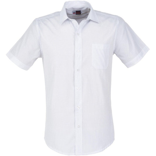 Mens Short Sleeve Huntington Shirt - White Light Blue - Brand your company Logo! Get a quote - Promo Lingo