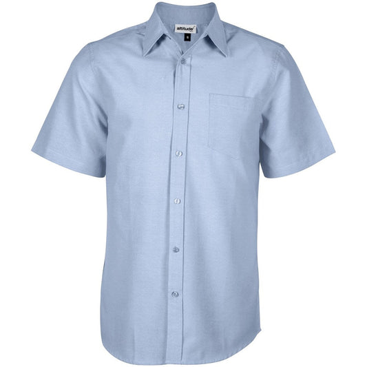 Mens Short Sleeve Oxford Shirt - Light Blue - Brand your company Logo! Get a quote - Promo Lingo