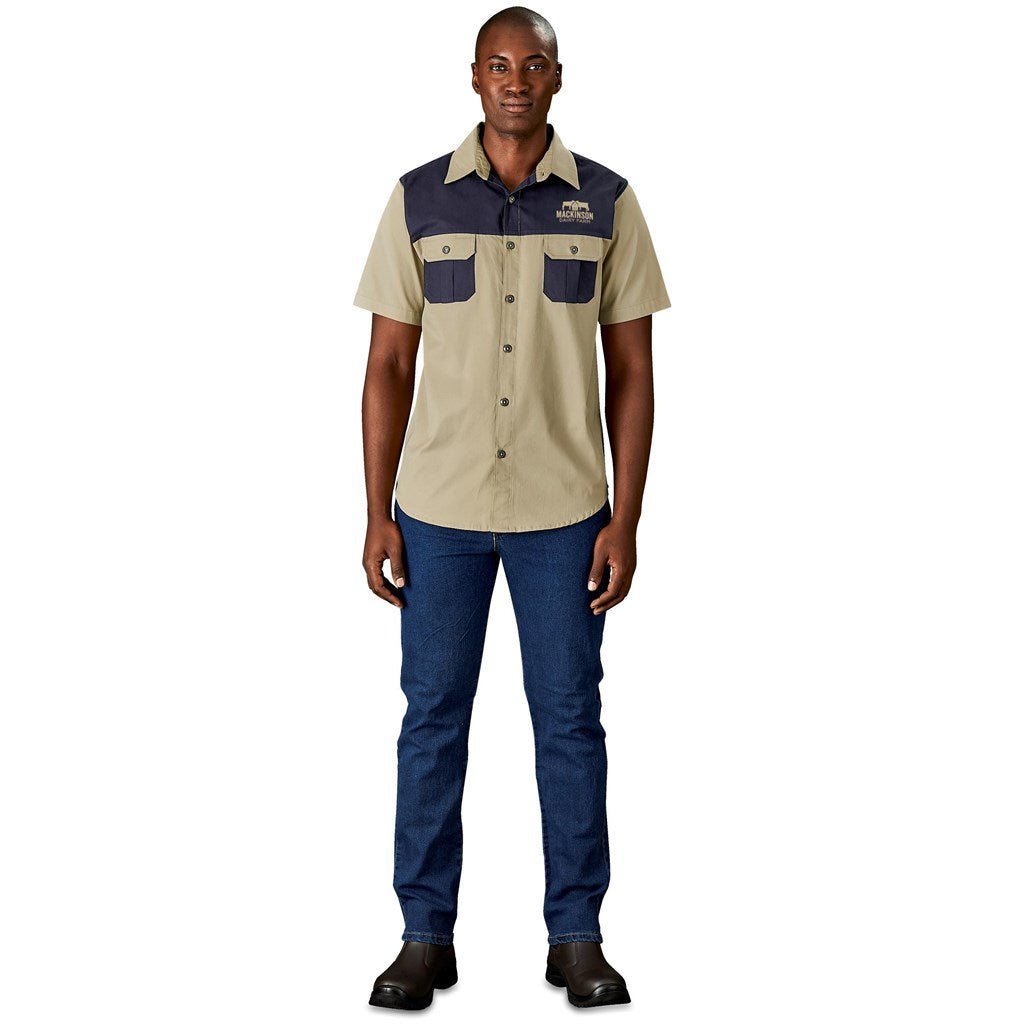 Mens Short Sleeve Serengeti 2 - Tone Bush Shirt - Brand your company Logo! Get a quote - Promo Lingo