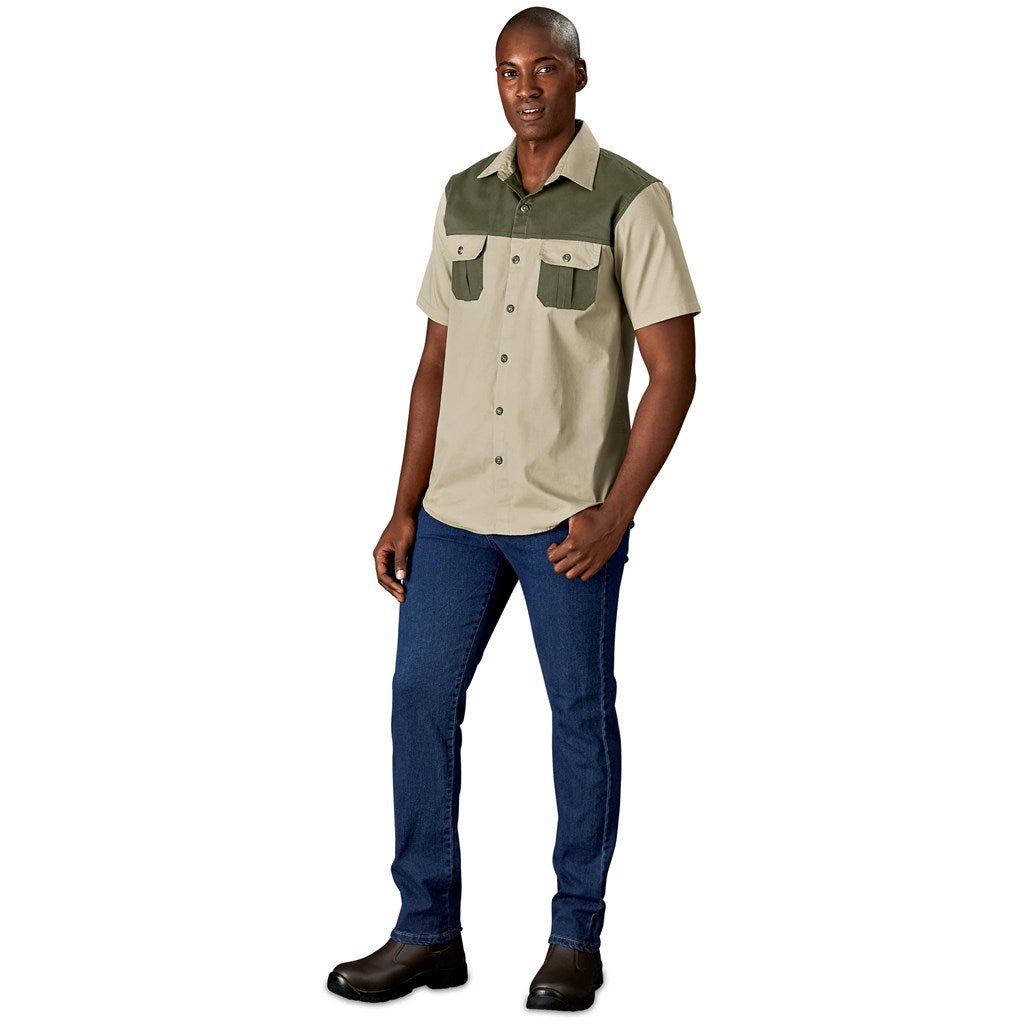 Mens Short Sleeve Serengeti 2 - Tone Bush Shirt - Brand your company Logo! Get a quote - Promo Lingo