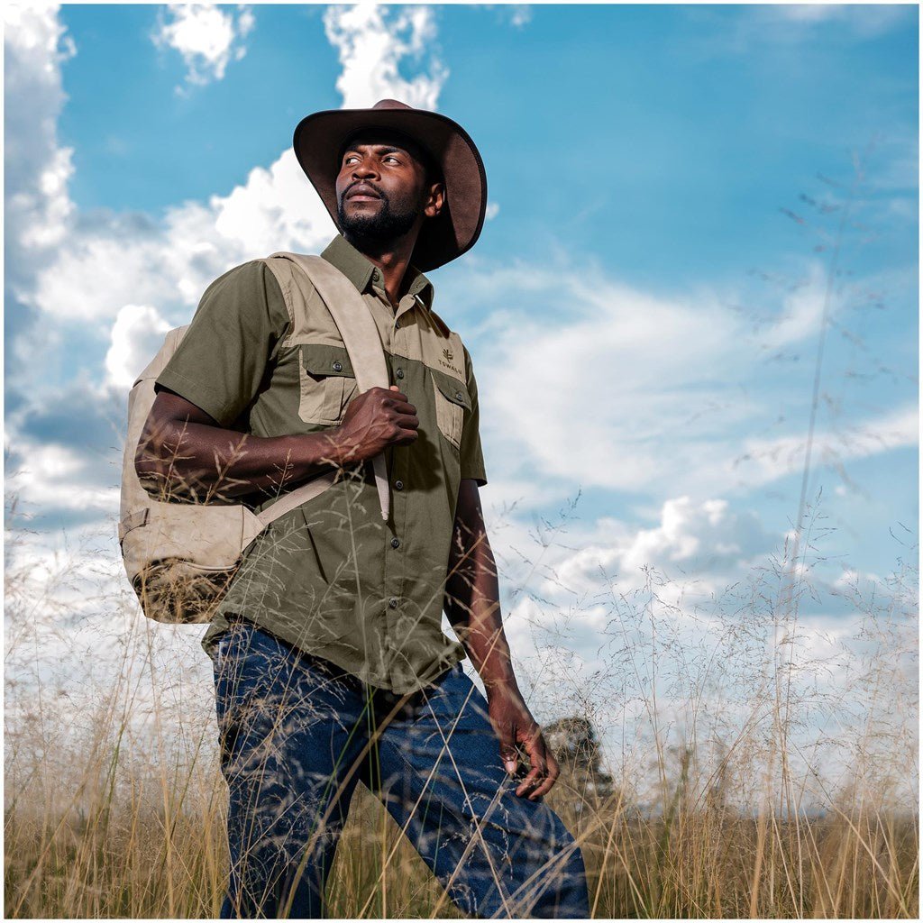 Mens Short Sleeve Serengeti 2 - Tone Bush Shirt - Brand your company Logo! Get a quote - Promo Lingo