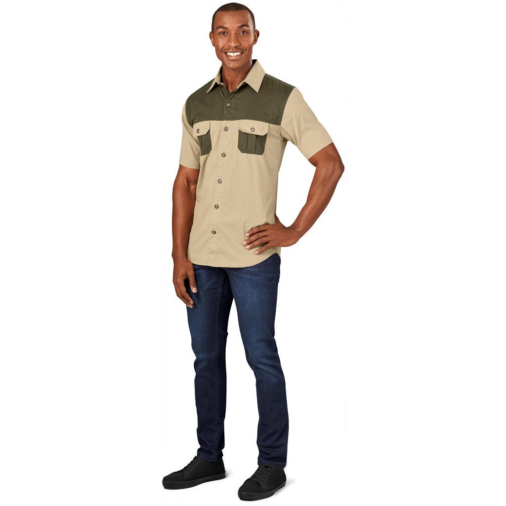 Mens Short Sleeve Serengeti 2 - Tone Bush Shirt - Brand your company Logo! Get a quote - Promo Lingo