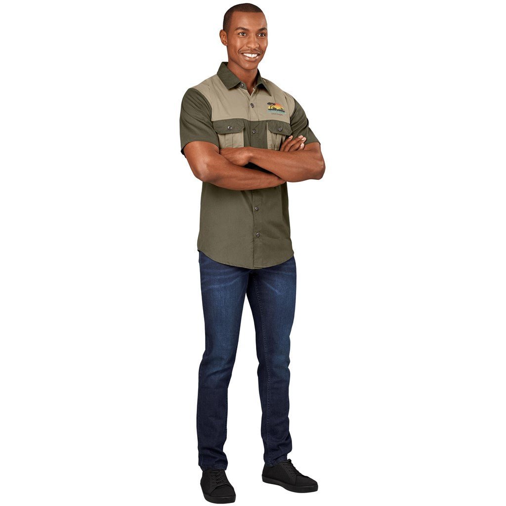 Mens Short Sleeve Serengeti 2 - Tone Bush Shirt - Brand your company Logo! Get a quote - Promo Lingo