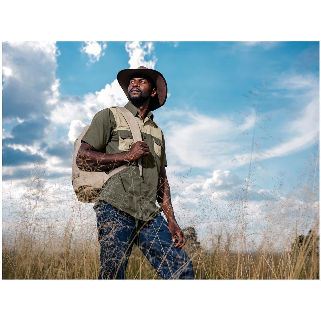 Mens Short Sleeve Serengeti 2 - Tone Bush Shirt - Brand your company Logo! Get a quote - Promo Lingo