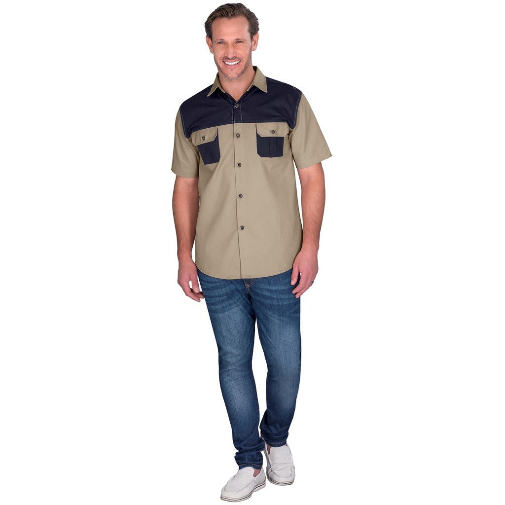 Mens Short Sleeve Serengeti 2 - Tone Bush Shirt - Brand your company Logo! Get a quote - Promo Lingo