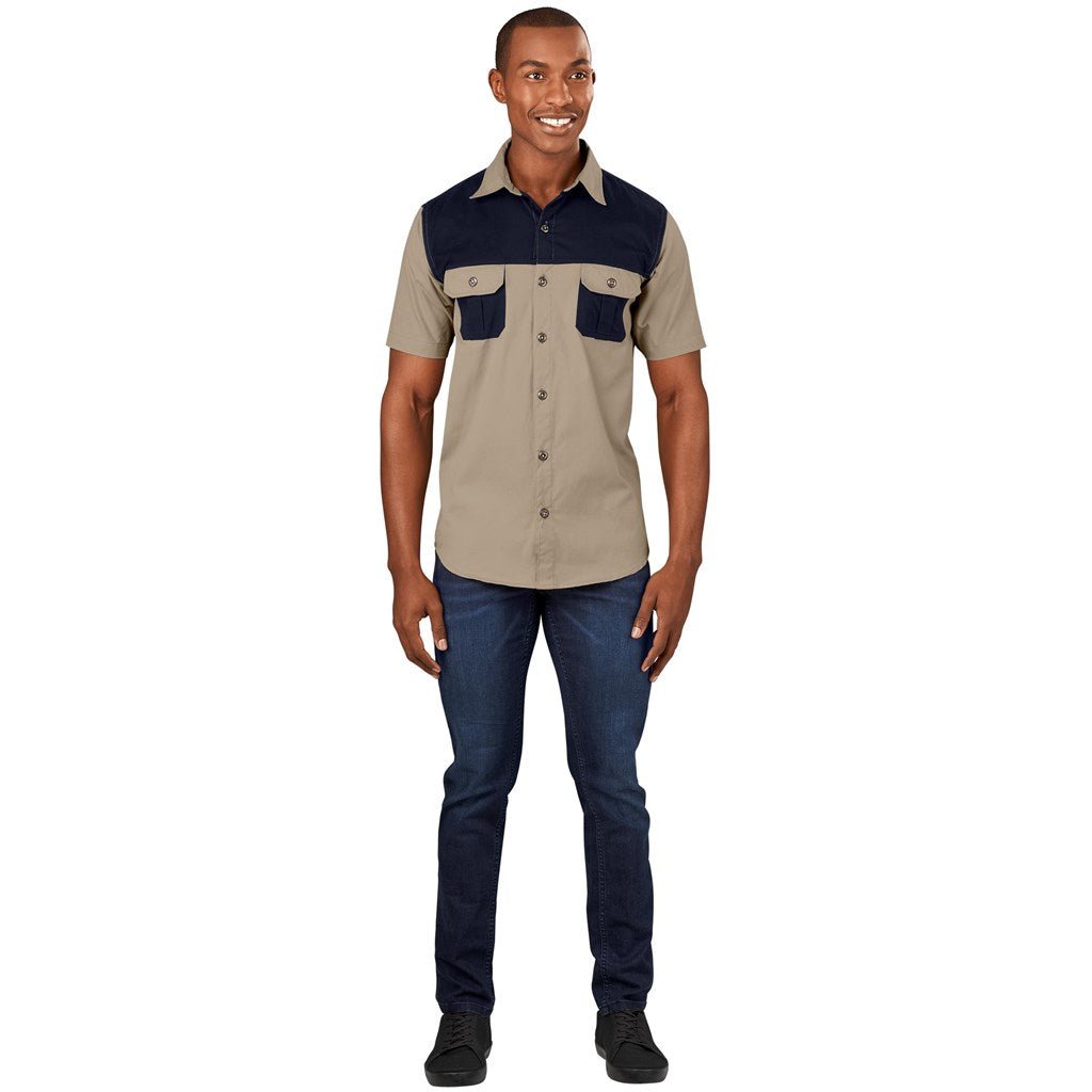 Mens Short Sleeve Serengeti 2 - Tone Bush Shirt - Brand your company Logo! Get a quote - Promo Lingo