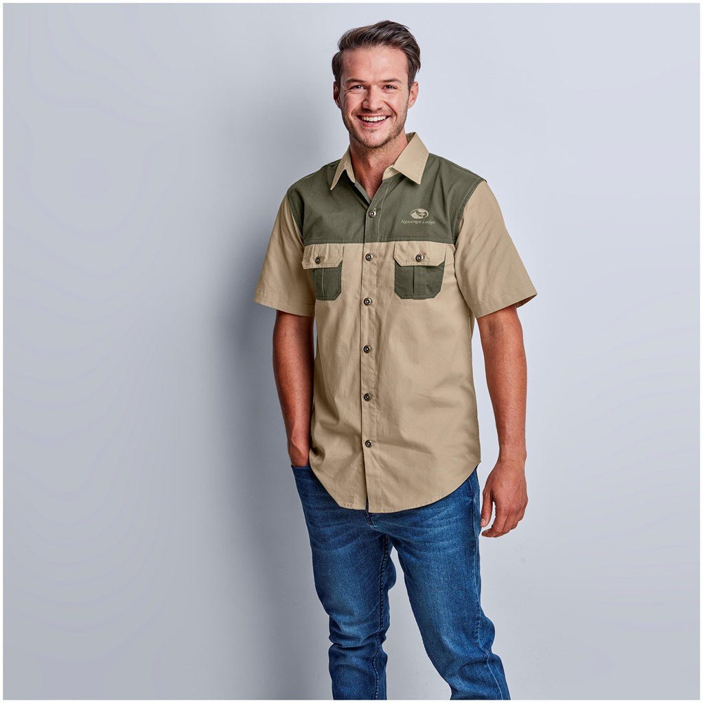Mens Short Sleeve Serengeti 2 - Tone Bush Shirt - Brand your company Logo! Get a quote - Promo Lingo