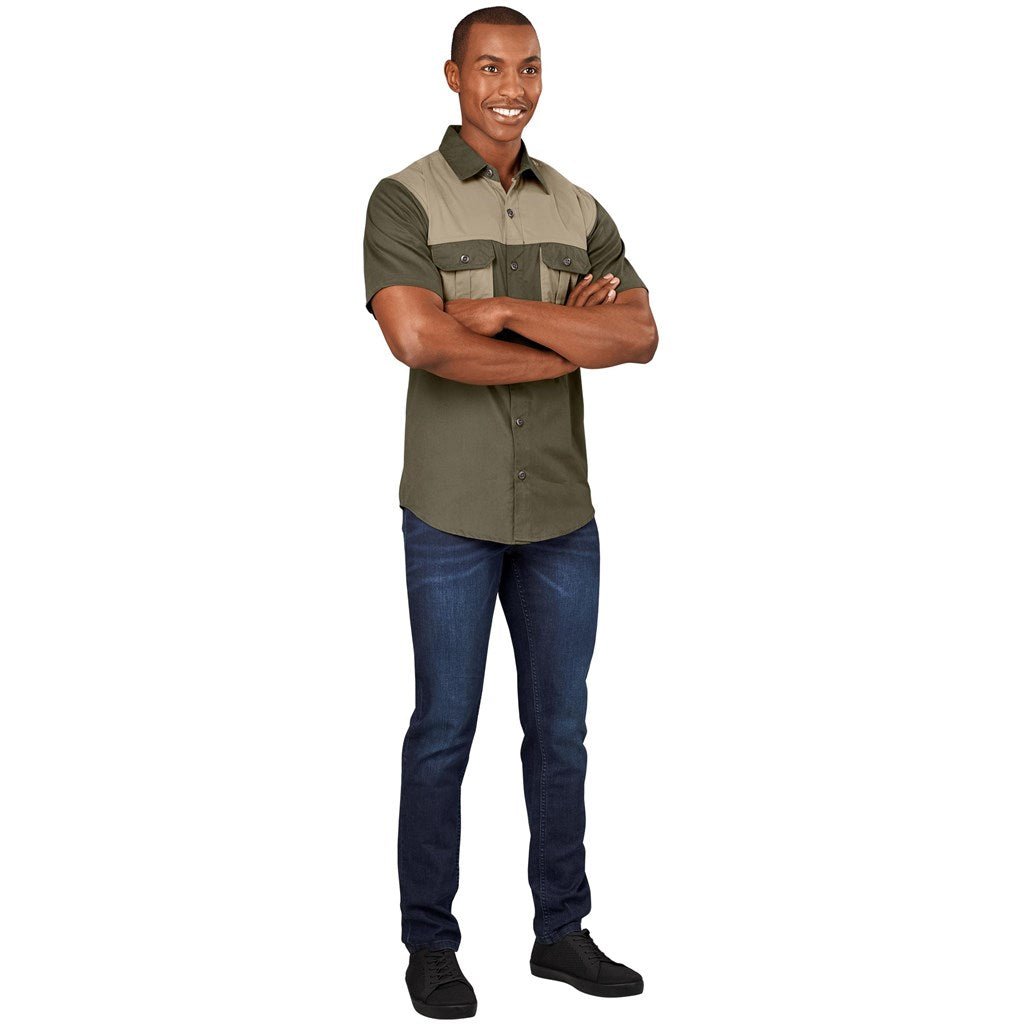 Mens Short Sleeve Serengeti 2 - Tone Bush Shirt - Brand your company Logo! Get a quote - Promo Lingo