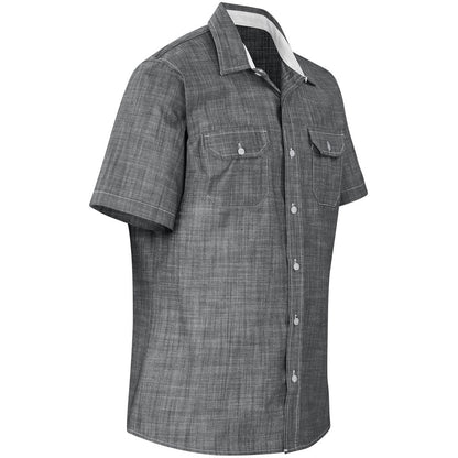 Mens Short Sleeve Windsor Shirt - Grey - Brand your company Logo! Get a quote - Promo Lingo