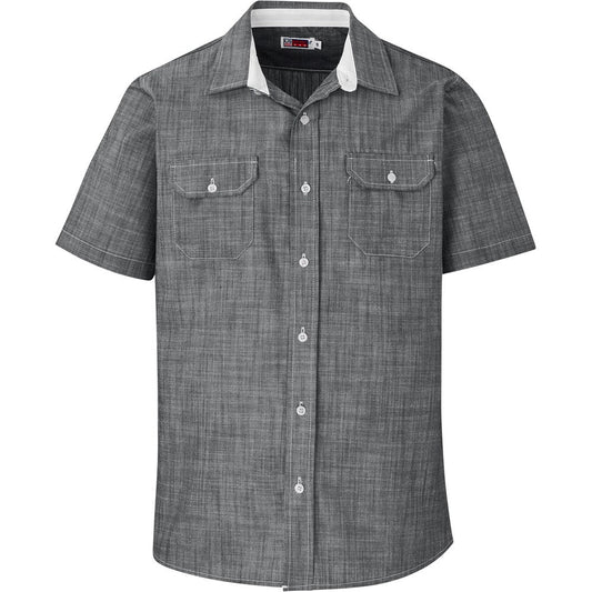 Mens Short Sleeve Windsor Shirt - Grey - Brand your company Logo! Get a quote - Promo Lingo