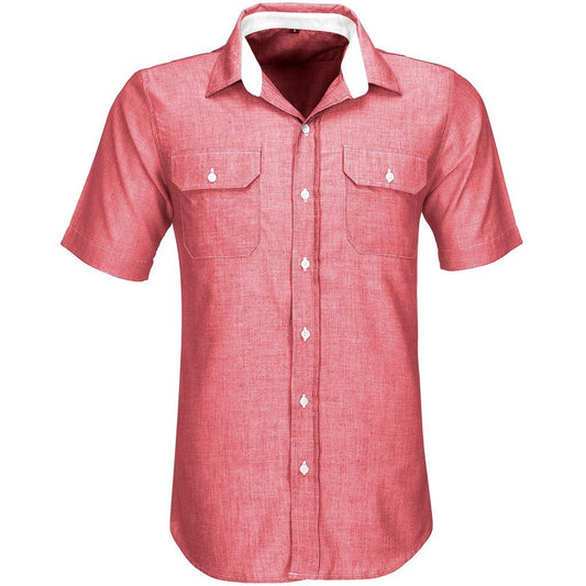 Mens Short Sleeve Windsor Shirt - Red - Brand your company Logo! Get a quote - Promo Lingo