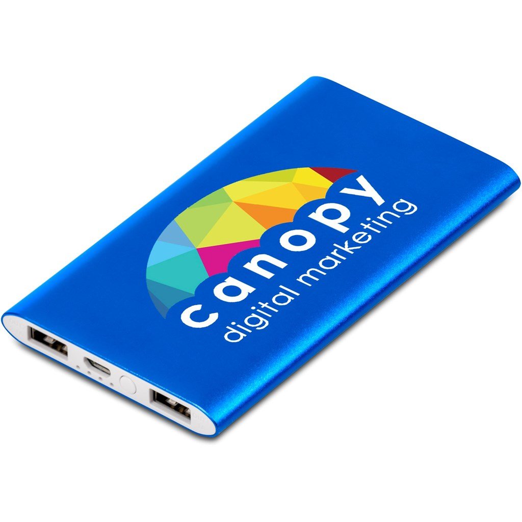 Odeon Slim Power Bank - 4,000mAh - Blue - Brand your company Logo! Get a quote - Promo Lingo
