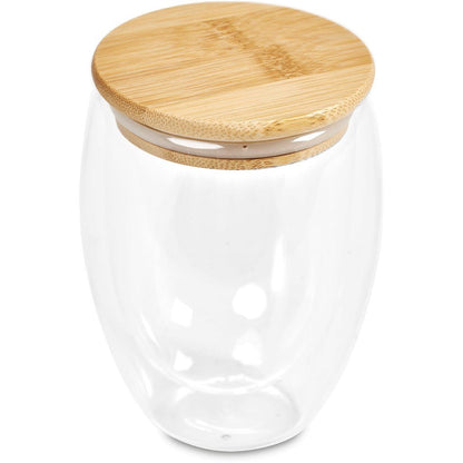Okiyo Aibo Glass & Bamboo Coffee Set for Stylish Sips - Brand your company Logo! Get a quote - Promo Lingo