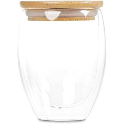 Okiyo Aibo Glass & Bamboo Coffee Set for Stylish Sips - Brand your company Logo! Get a quote - Promo Lingo