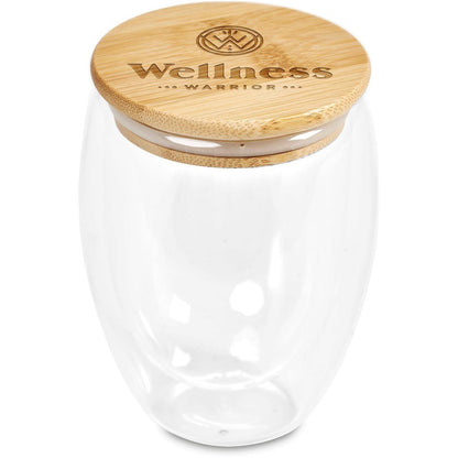 Okiyo Aibo Glass & Bamboo Coffee Set for Stylish Sips - Brand your company Logo! Get a quote - Promo Lingo