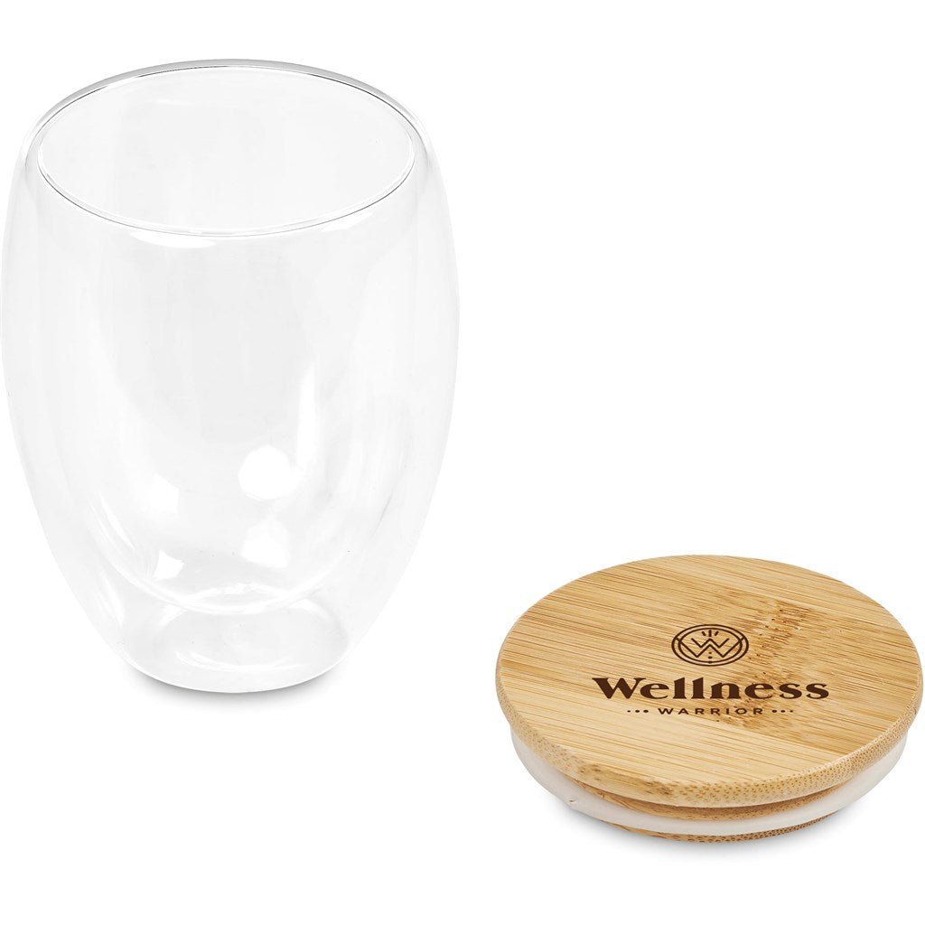 Okiyo Aibo Glass & Bamboo Coffee Set for Stylish Sips - Brand your company Logo! Get a quote - Promo Lingo