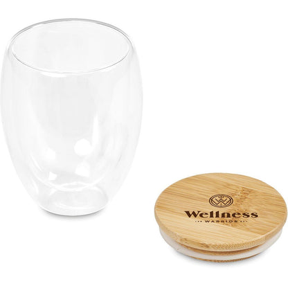 Okiyo Aibo Glass & Bamboo Coffee Set for Stylish Sips - Brand your company Logo! Get a quote - Promo Lingo